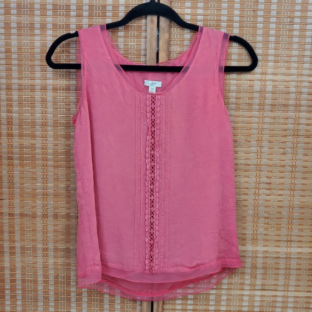 ♡ J Jill Sleeveless Blouse with Lace Detail Pink Size XS